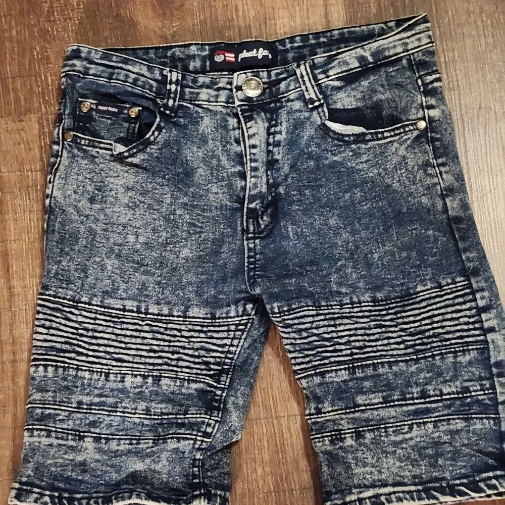 Phat Farm Boys Shorts 16 Blue Denim Medium Wash Skinny Fit Distressed Vintage